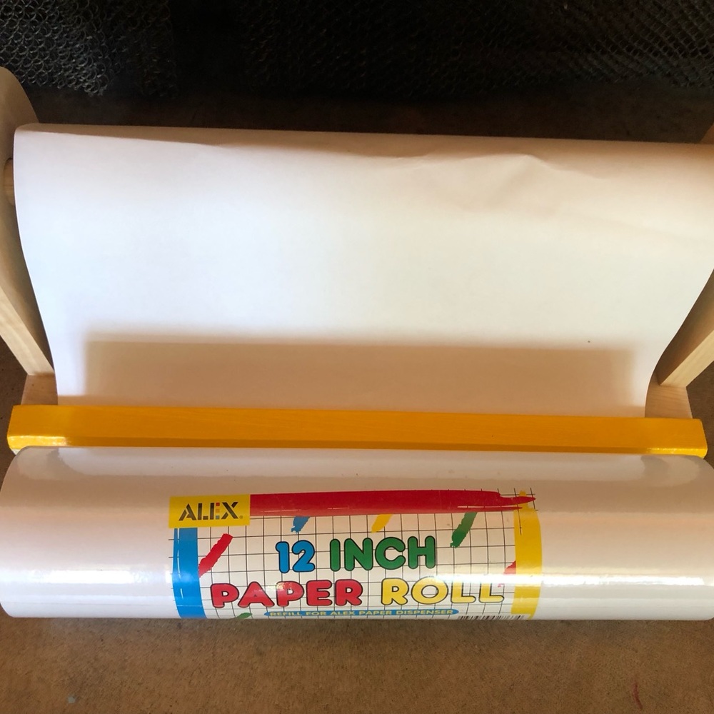 Alex Toy vintage Children’s wooden paper dispenser with extra roll of paper toy